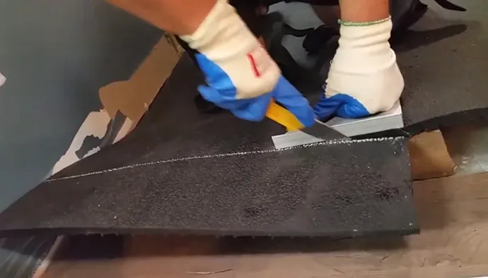 how to cut 34 rubber mats