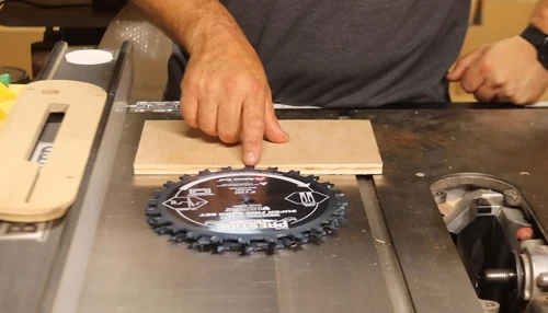Control the width of a dado slot with stacked blades